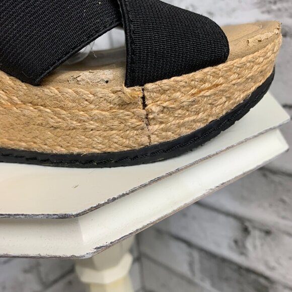 Kenneth Cole Strappy Black Elastic Espadrille Wedge Sandals - Picture 11 of 11
